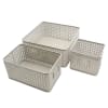 Bblie Lot De 6 Paniers Rectangulaires Plastique Gris A4 - Rangement Empilable Et Ventilé