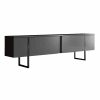 Meuble TV 180 cm en bois et acier gris