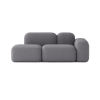 Canapé Modulable 2 Places Tissu Gris Foncé