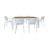 Ensemble de jardin table aluminium blanc et fauteuil 6 places