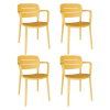 Lot de 4 fauteuils de table jaune extérieur en polypropylène