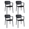 Lot de 4 fauteuils noir extérieur en polypropylène