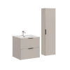 Set Mobili Bagno Kleankin 4 Pezzi - Lavabo 60cm, Mobiletto, Colonna E Specchiera | Design Sospeso In Legno Grigio - Foto 7