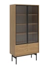 Vitrine 2 portes avec 2 tiroirs aspect bois clair 179 cm