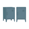 Lot de 2 tables de chevet en métal 1 porte, bleu pétrole