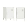 Lot de 2 tables de chevet en métal 1 porte, blanc