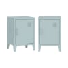 Lot de 2 tables de chevet en métal 1 porte, bleu clair