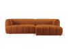 Canapé d'angle droit modulable 4 places en tissu velours terracotta