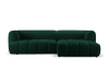 Canapé d'angle droit modulable 4 places tissu velours vert bouteille