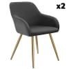 Lot 2 chaises élégantes aspect corde anthracite/doré
