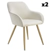 Lot 2 chaises élégantes aspect corde avec forme ergonomique crème/doré
