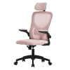 Silla de oficina ergonómica rosa de rejilla con resposabrazos