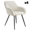 Lot 6 chaises élégantes aspect corde forme ergonomique crème/noir