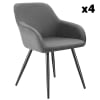 Lot 4 chaises élégantes aspect corde avec forme ergonomique gris/noir