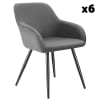 Lot 6 chaises élégantes aspect corde avec forme ergonomique gris/noir