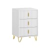 Comodino bianco con 3 cassetti tavolino salotto 40x40x63 cm
