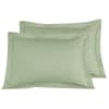 2 taies d'oreiller rayées en satin de coton Sauge 50x70 cm