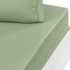 Drap housse satin de coton bonnet 40 cm Sauge 160x200 cm