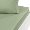 Drap housse uni en satin de coton Sauge 140x190 cm