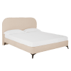 Letto imbottito in bouclé beige per il materasso 100x200cm