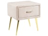 Table de nuit à 1 tiroir velours beige clair