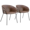 Lot De 2 Chaises Cantilever MARIA En Simili Marron - Style Vintage - Assemblage Requis