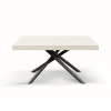 Mesa de madera, blanco ceniza, base antracita, ext.140x90-220x90cm