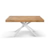 Mesa de madera, acabado roble, base blanca, ext.160x90-240x90cm