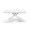 Mesa de madera,fresno blanco, base blanca, ext.140x90-220x90cm
