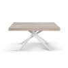 Mesa de madera, olmo perla, base blanca, ext.160x90-240x90cm