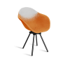 Fauteuil en plastique recyclé orange, pied en acier revalorisé