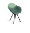 Fauteuil en plastique recyclé vert, pied en acier revalorisé