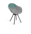 Fauteuil en plastique recyclé bleu gris, pied en acier revalorisé
