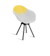 Fauteuil en plastique recyclé blanc et jaune, pied en acier revalorisé