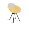 Fauteuil en plastique recyclé balnc et jaune, pied en acier revalorisé