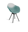 Fauteuil en plastique recyclé blanc et bleu, pied en acier revalorisé