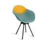 Fauteuil en plastique recyclé citron bleu, pied en acier revalorisé
