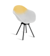 Fauteuil en plastique recyclé jaune et blanc, pied en acier revalorisé
