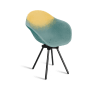 Fauteuil en plastique recyclé jaune bleu, pied en acier revalorisé