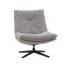 Poltrona girevole in tessuto grigio e base in metallo nero