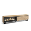 Meuble tv effet bois de chêne 237x35x57cm cheminée effet feu XXL