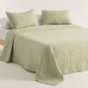 Colcha lisa acolchada tacto suave verde 200x270 + 50x70 cm