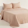 Colcha lisa acolchada tacto suave taupe 200x270 + 50x70 cm