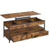 Table basse avec plateau relevable 50 x 120 cm marron rustique et noir