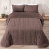 Edredón terciopelo franjas geometricas marrón - cama 150/160cm