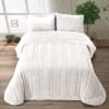 Edredón terciopelo franjas geometricas blanco roto - cama 150/160cm