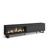 Meuble tv effet bois noir 237x35x57cm cheminée effet feu XXL