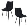 Lot de 2 chaises tissu velours noir