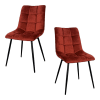 Lot de 2 chaises tissu velours rouge