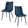 Lot de 2 chaises tissu velours bleu